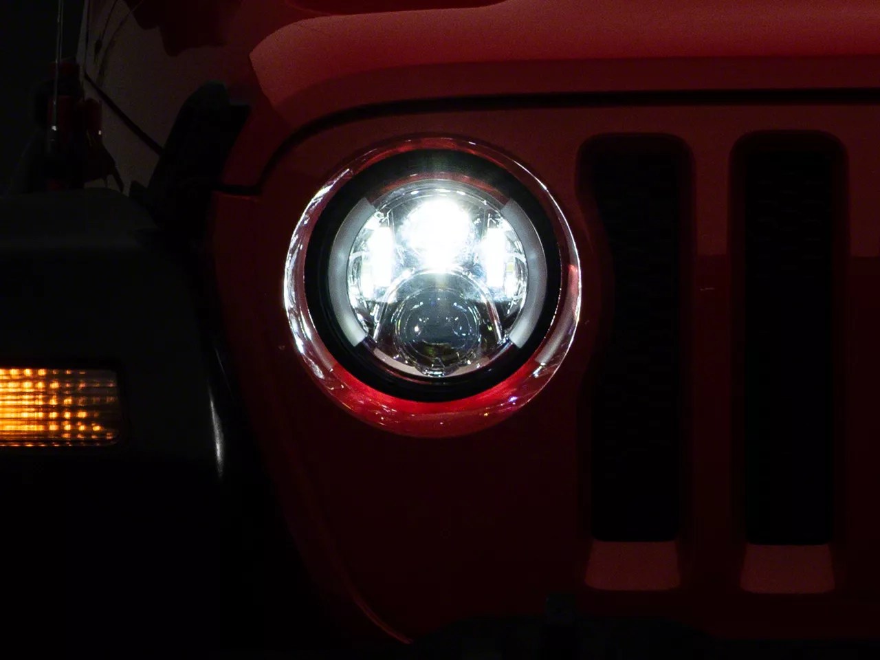 Jeep Gladiator 7Inch LED Headlights with Partial Halo; Silver Housing