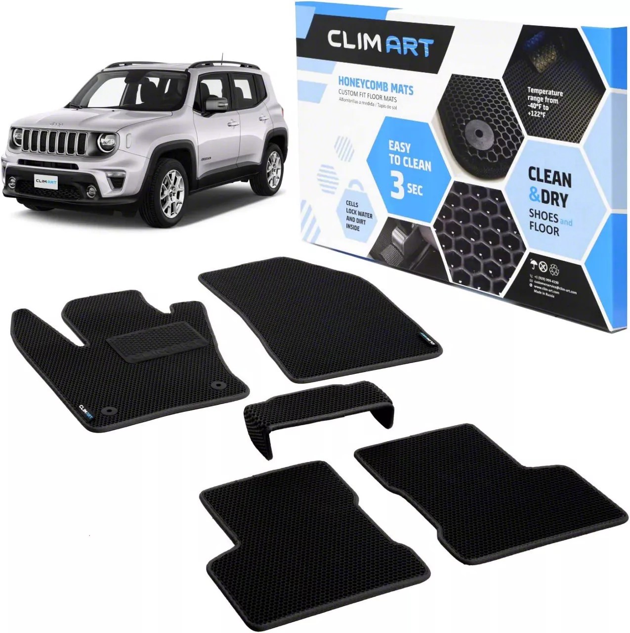 Jeep Renegade Custom Fit Front and Rear Floor Liners; Black (1523 Jeep