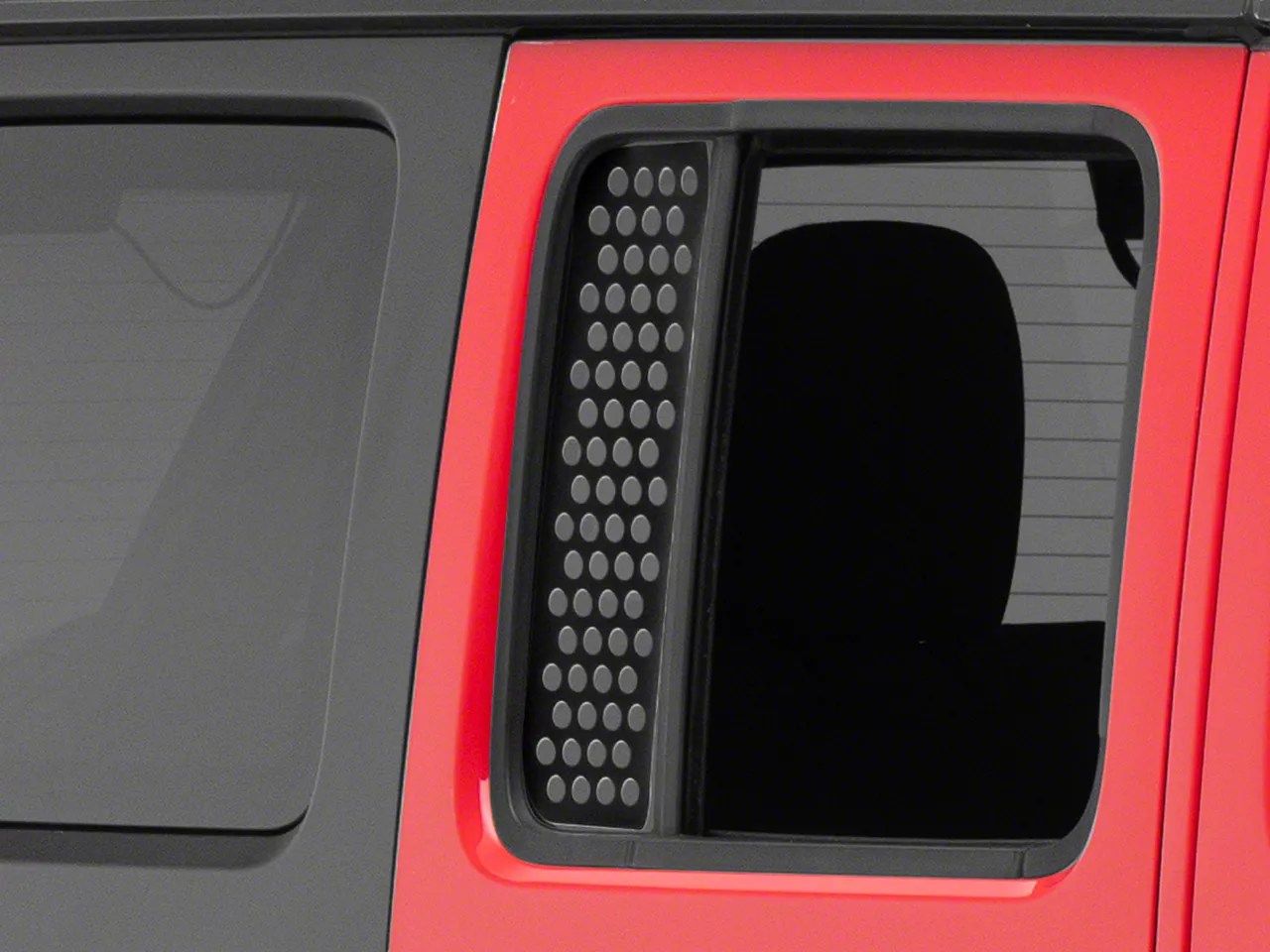 SEC10 Jeep Renegade Rear Quarter Window Punched Decal; Gloss Black