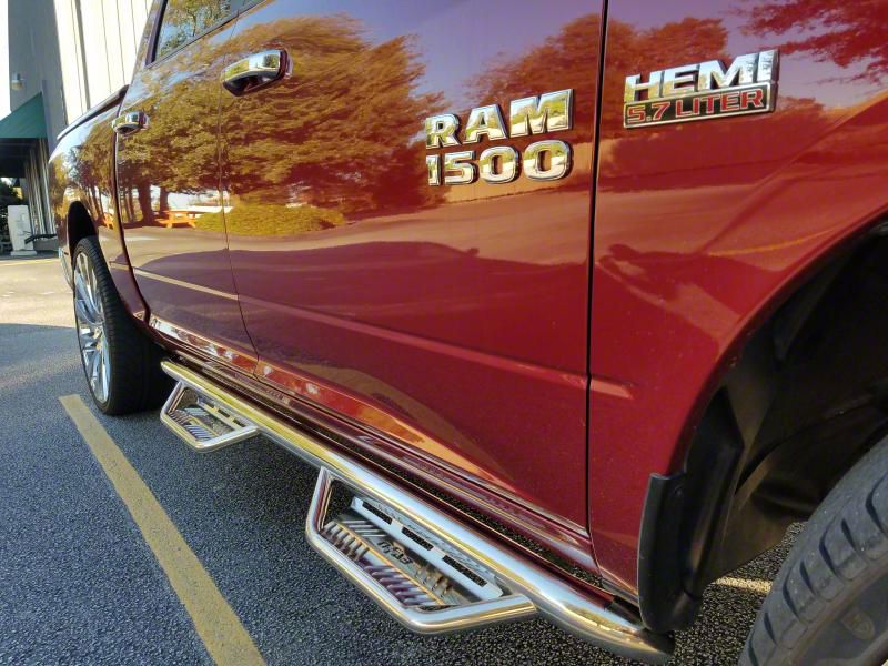 NFab RAM Cab Length Podium Nerf Side Step Bars Polished Stainless