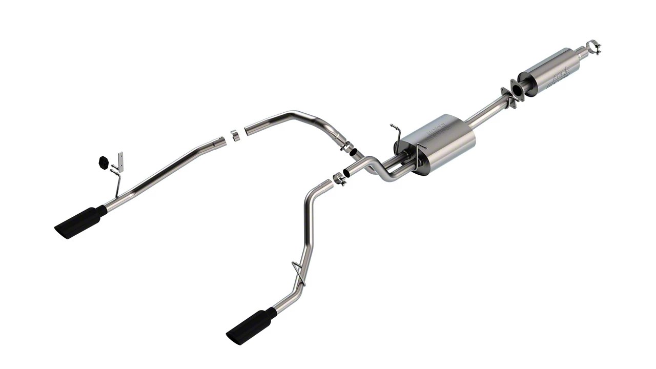 Borla RAM 1500 SType Dual Exhaust System with Black Chrome Tips; Rear