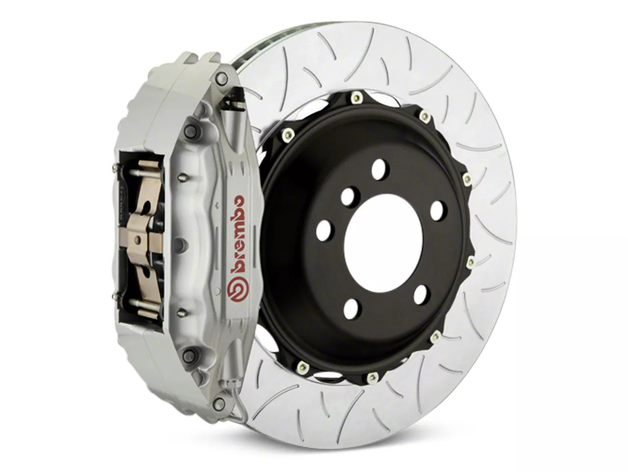 Brembo Silverado GT Series 4Piston Rear Brake Kit Type 3 Slotted Rotors Silver 2H3.9002A3