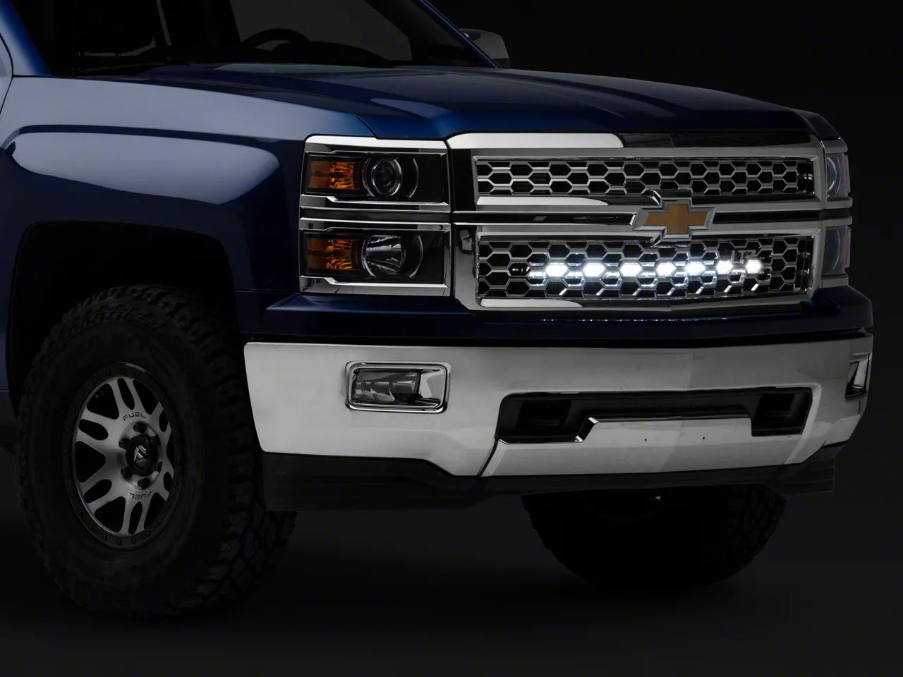 Rough Country Silverado 30 in. Chrome Series LED Light Bar Hidden