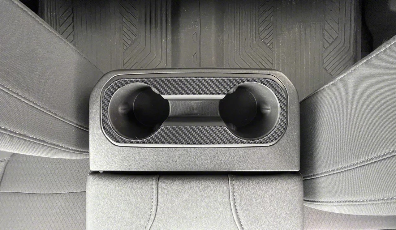 Silverado 1500 Rear Cup Holder Accent Trim; Domed Carbon Fiber (1922