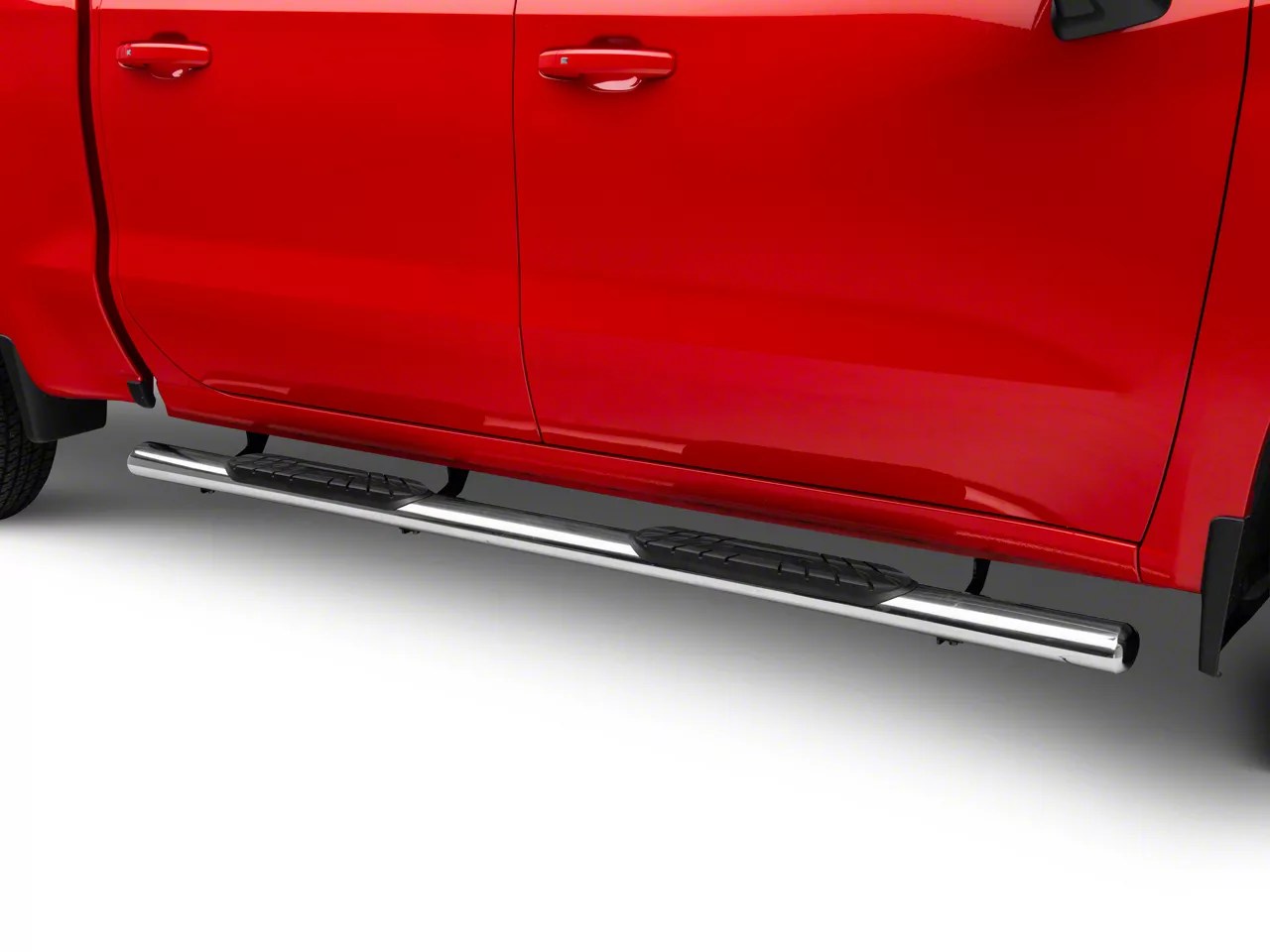 RedRock 4Inch Oval Straight End Side Step Bars; Stainless Steel (2024