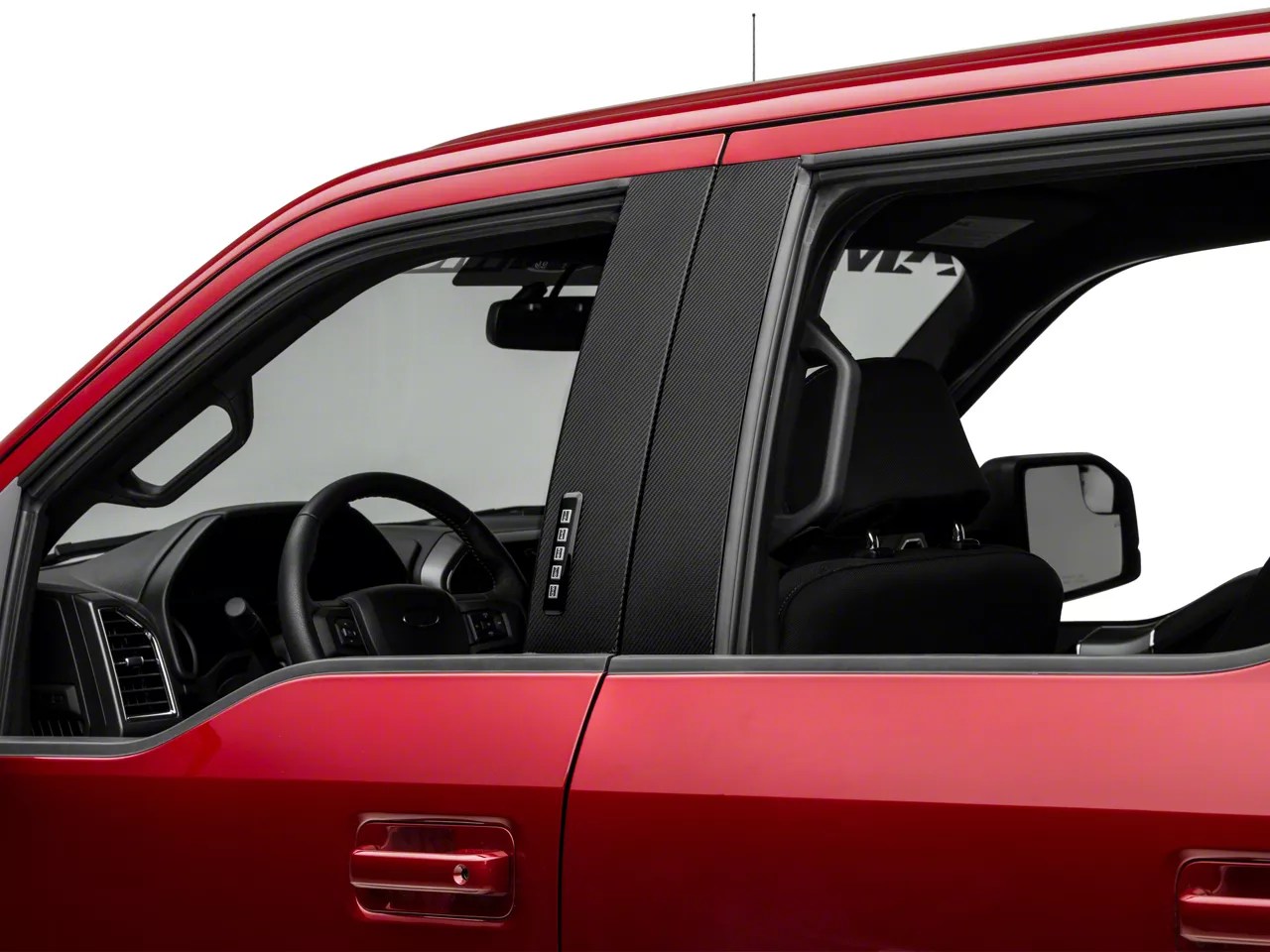 F150 Black Carbon Fiber Door Pillar Accents (1519 F150 SuperCab