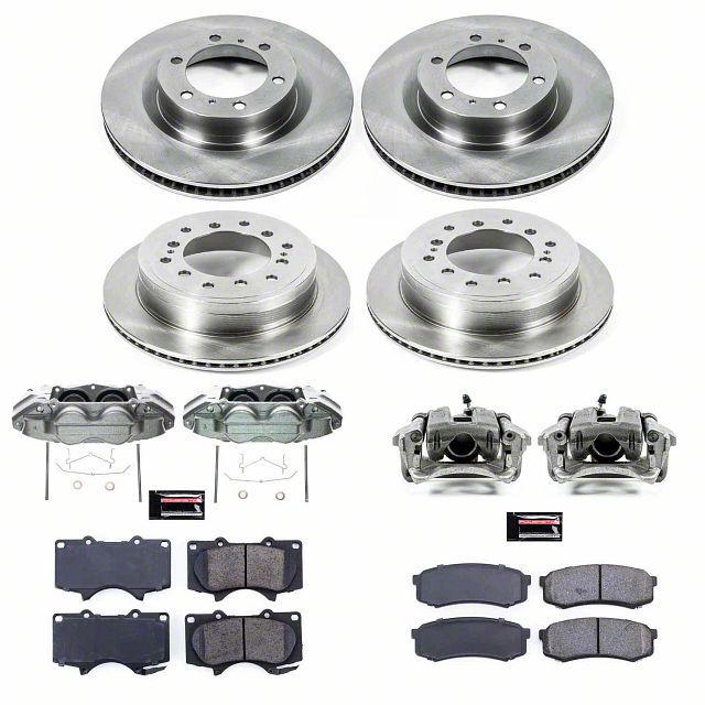 PowerStop Toyota 4Runner OE Replacement 6Lug Brake Rotor, Pad and Caliper Kit; Front and Rear