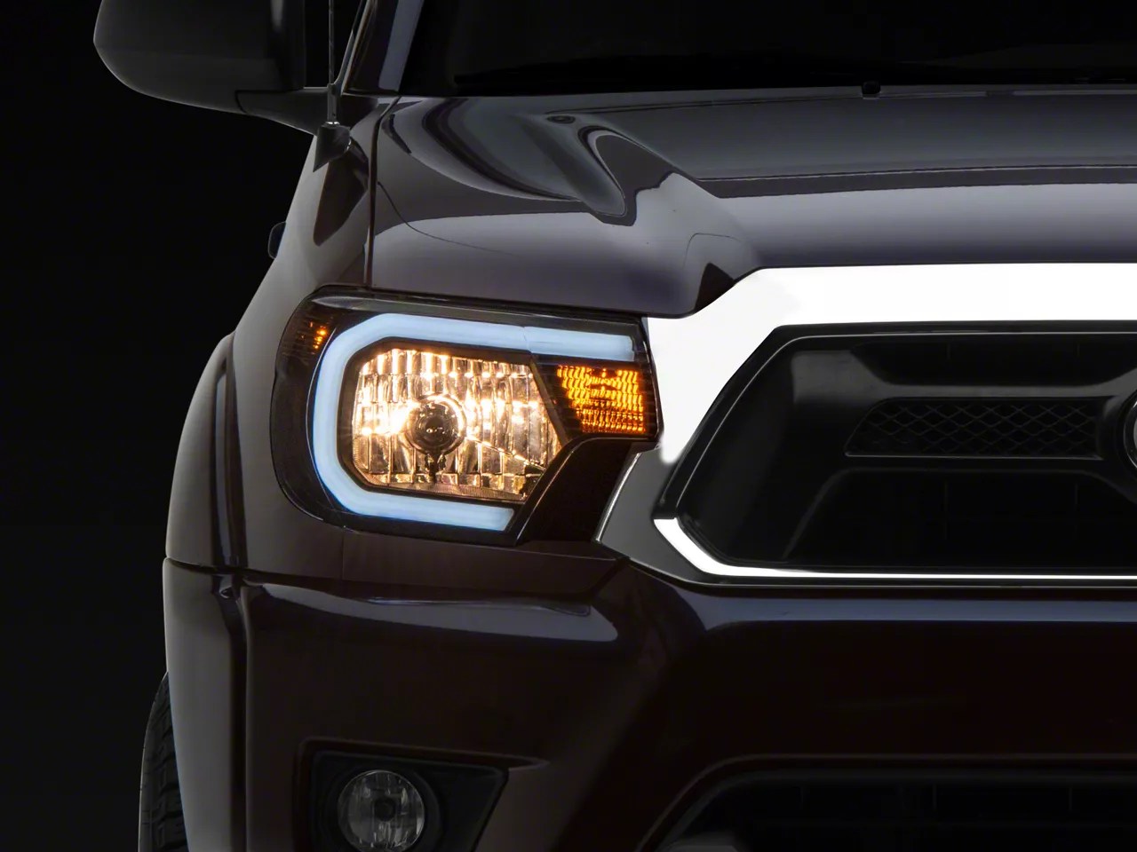 Raxiom Axial Series Headlights with LED Bar; Black Housing