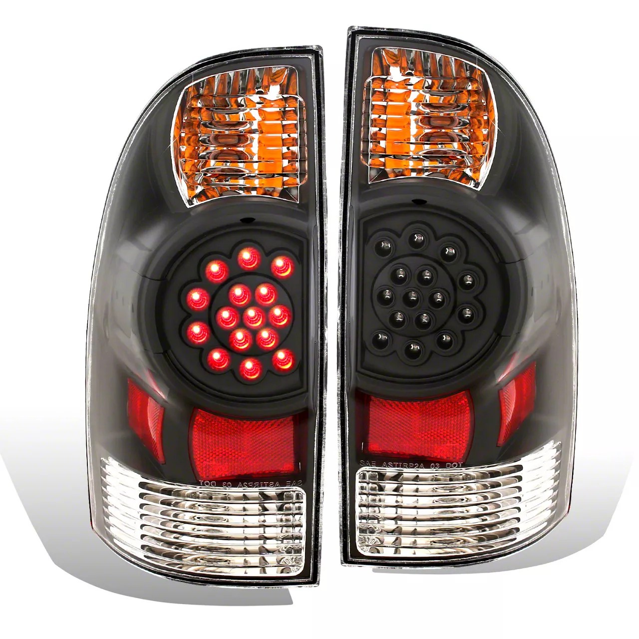 Set of Pair Black Housing LED Taillights for 2005-2015 Toyota Tacoma