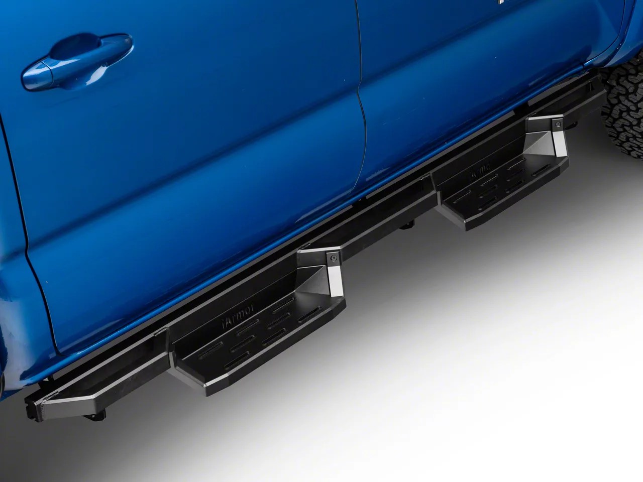 Square Tube Drop Style Nerf Side Step Bars; Matte Black (0523