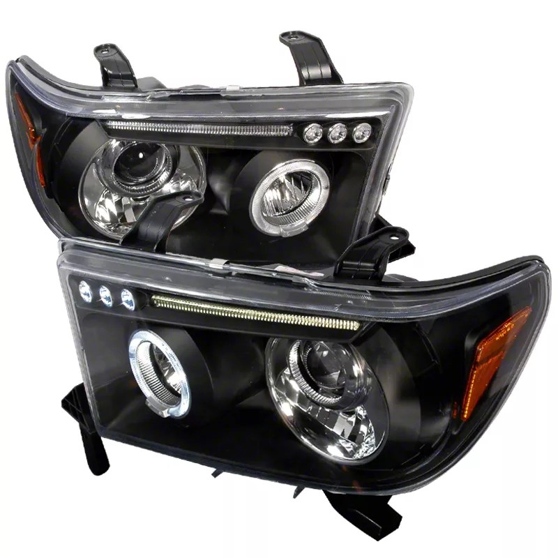 Tundra Led Halo Projector Headlights; Matte Black Housing; Clear Lens  (07-13 Tundra)