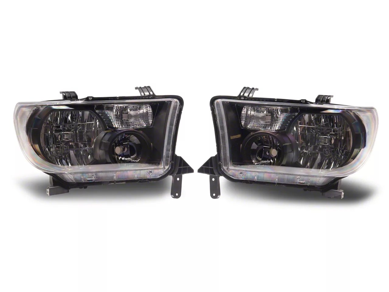 Tundra Headlights With Clear Corners; Black Housing; Clear Lens (07-13  Tundra W/O Level Adjuster)