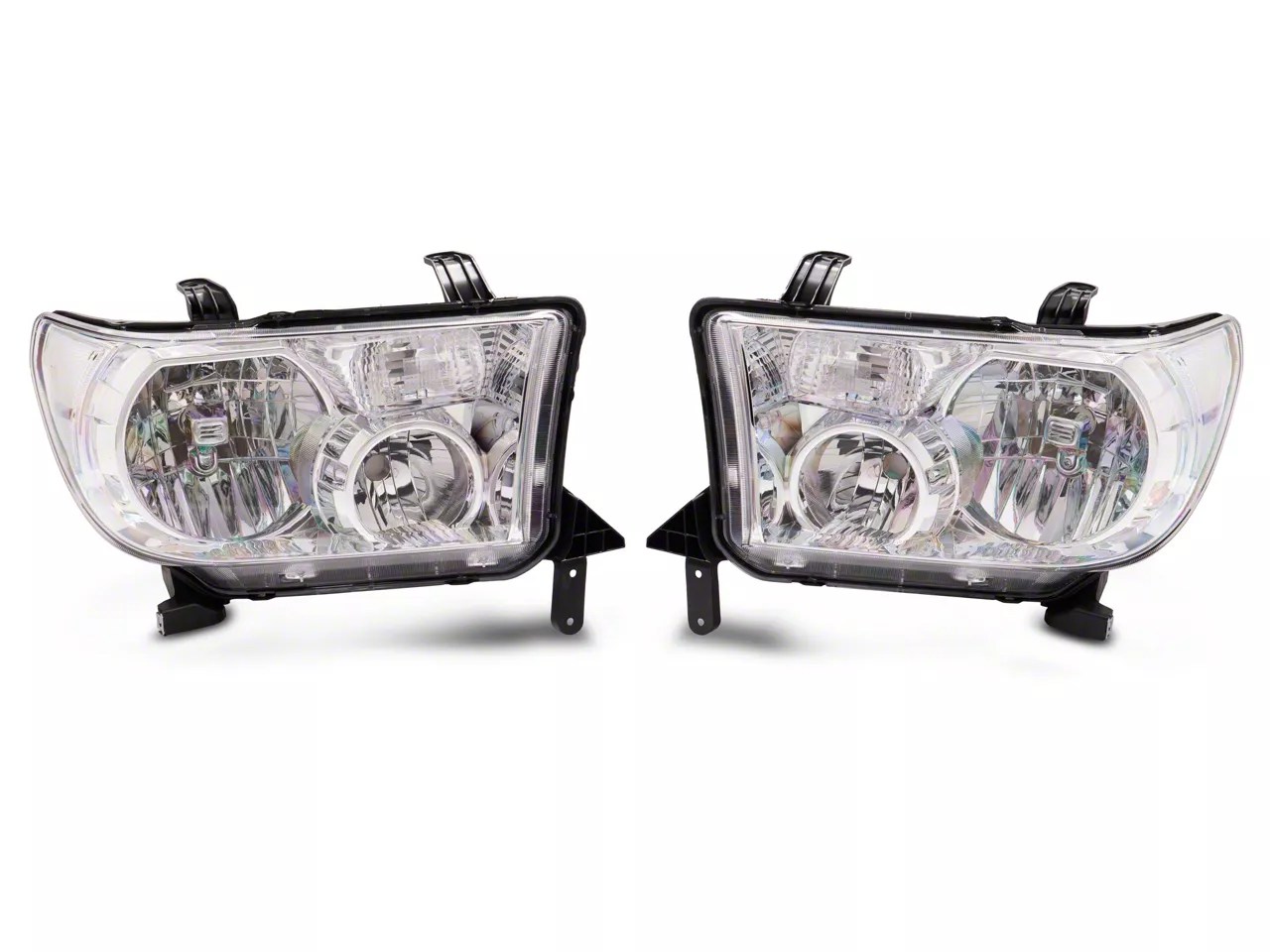 Tundra Headlights With Clear Corners; Chrome Housing; Clear Lens (07-13  Tundra W/O Level Adjuster)
