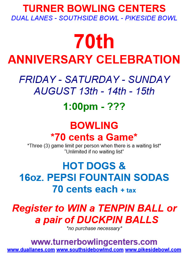 Turner Bowling Centers Ten Pin Bowling Duck Pin Bowling Family