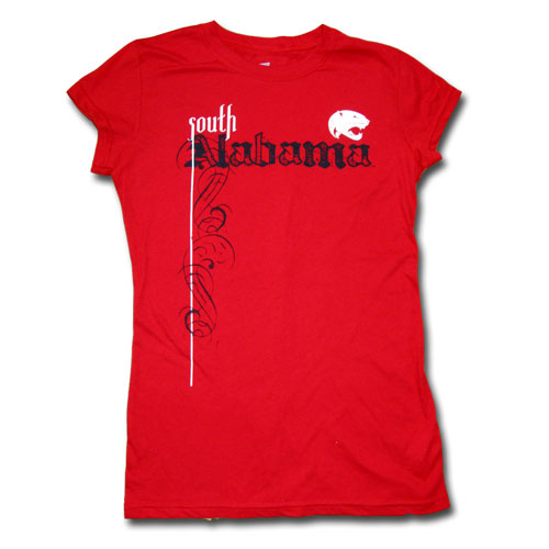South Alabama Jaguars TShirt Tissue Tee, Red Old English (34432 / 6