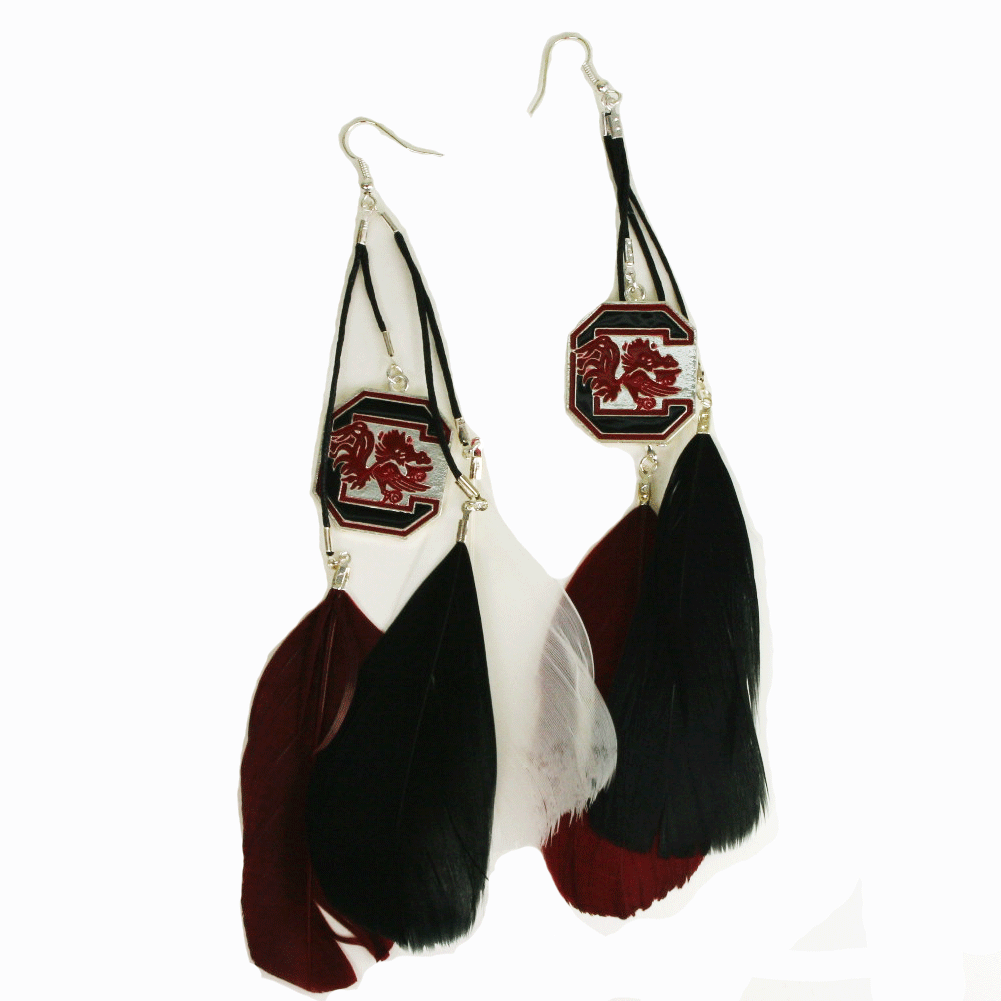 USC Gamecocks Earrings Feather Dangles (23033 / 6 pack) Turnovers, Inc.