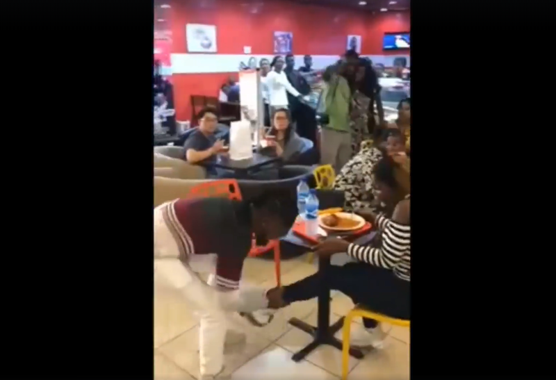Proposal gone wrong! Man pulls off girl's shoes after she rejects him