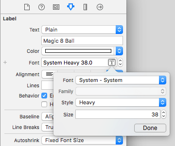 Font menu