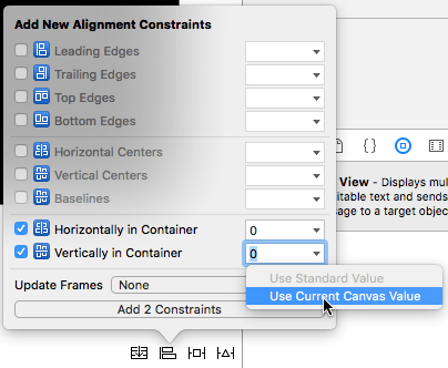 Alignment menu