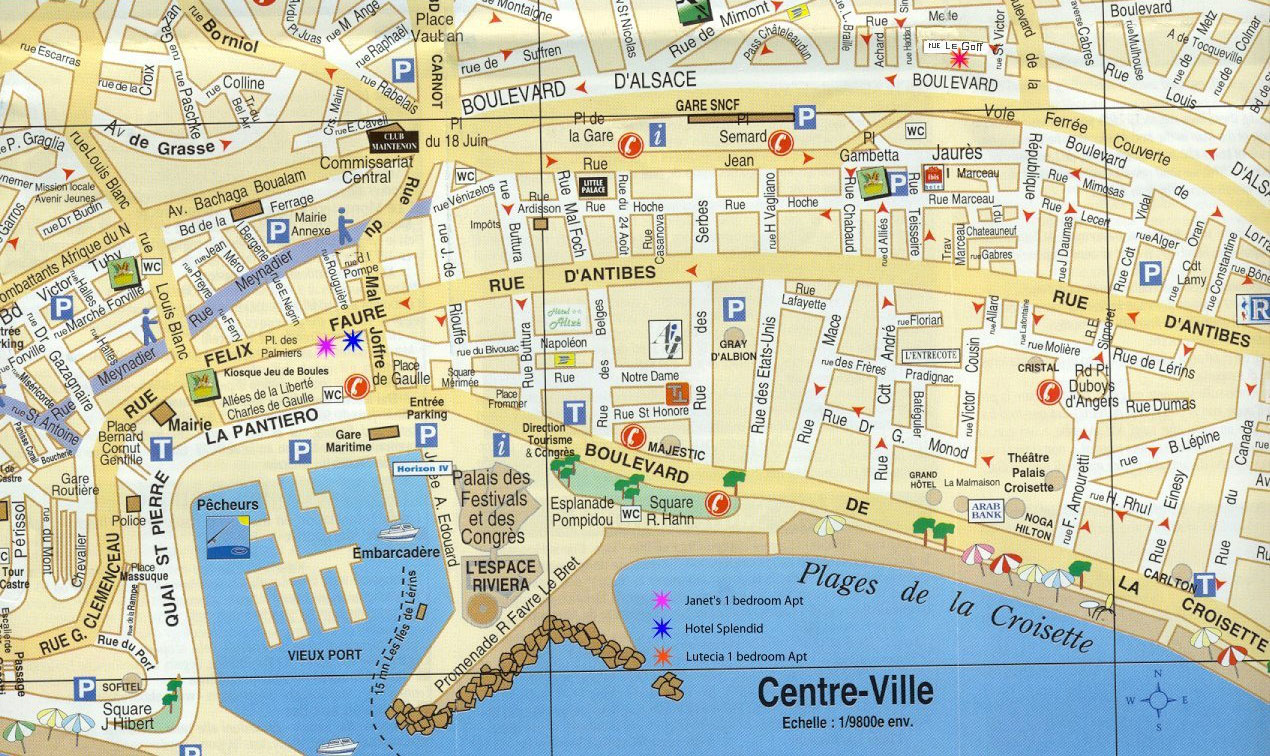 Канны туристическая карта