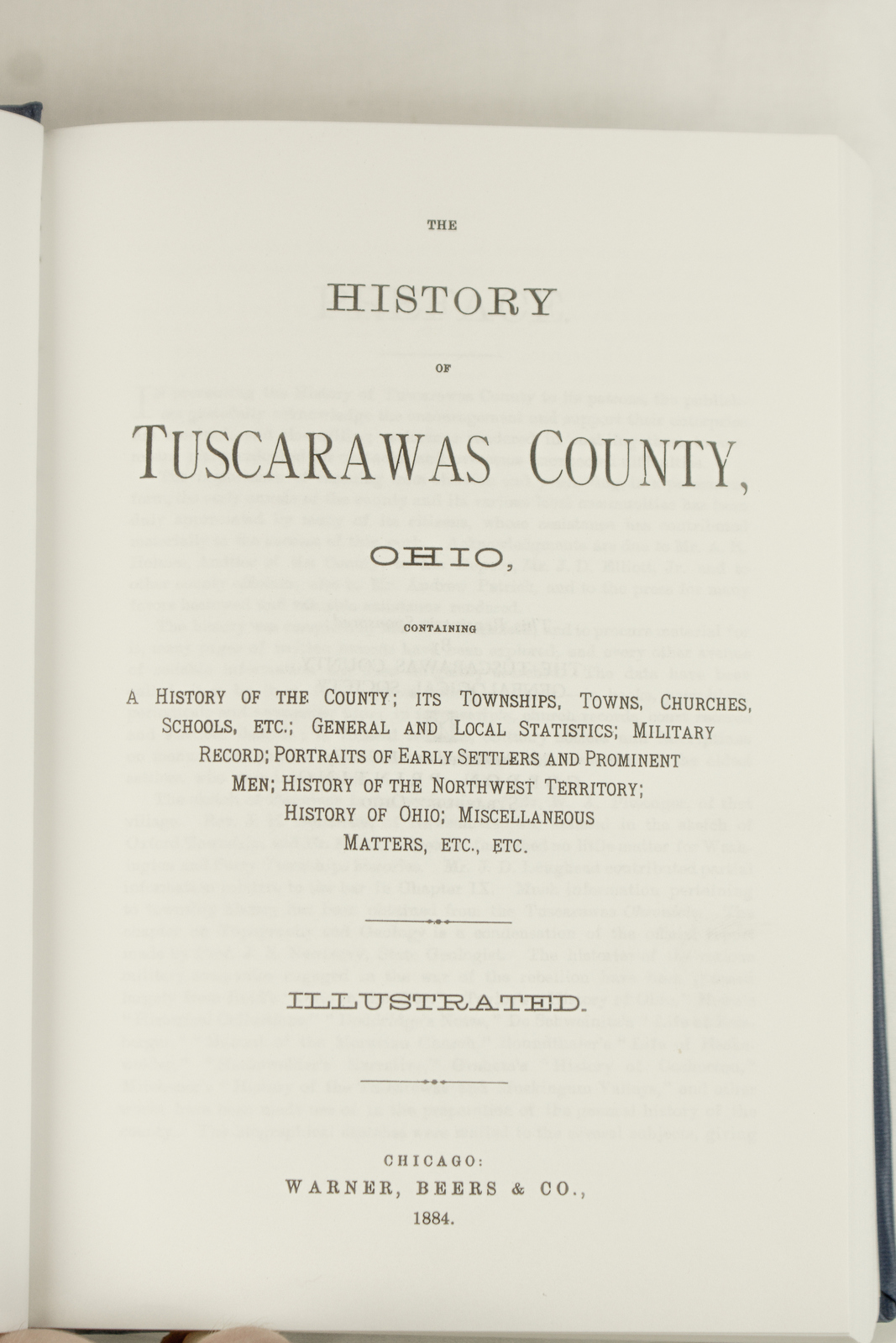 THE HISTORY OF TUSCARAWAS COUNTY OHIO 1884 Tuscarawas County