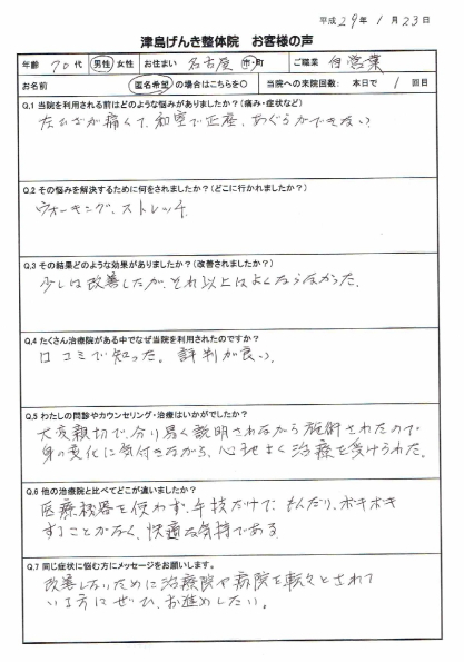 膝痛 来院されている方の主な症状 愛知県津島市の整体 痛みの原因を即座に見極め改善！津島げんき整体院