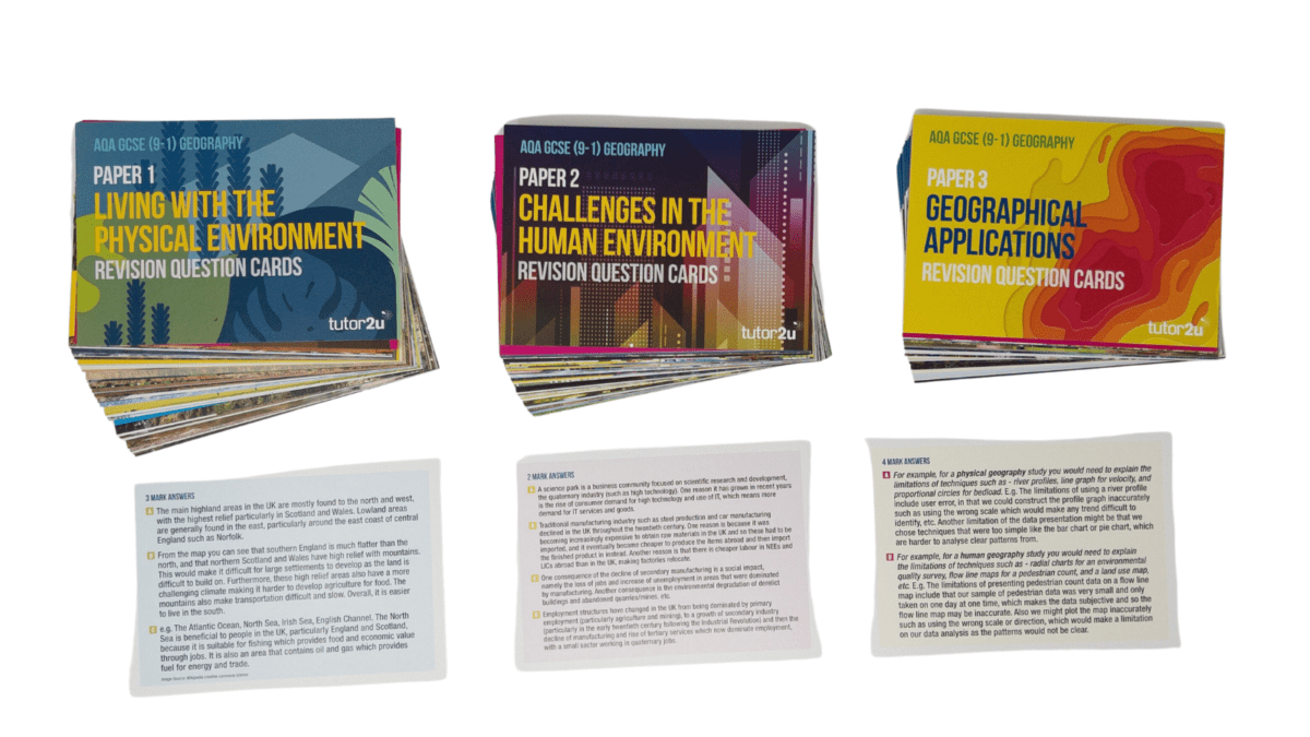 Revision Flashcards for AQA GCSE Geography Shop Geography tutor2u