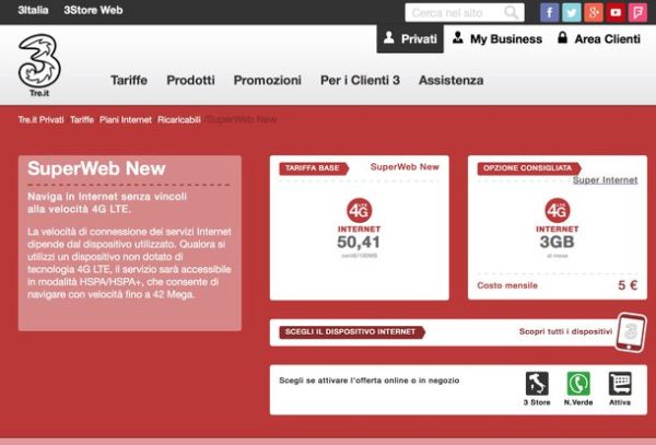 Offerte Tre ricaricabili