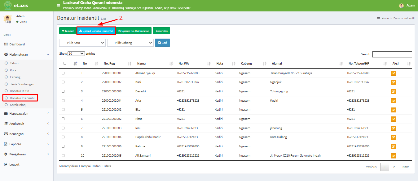 Cara Import Masal Donatur Insidentil Kedonaturan Pusat Tutorial eLazis
