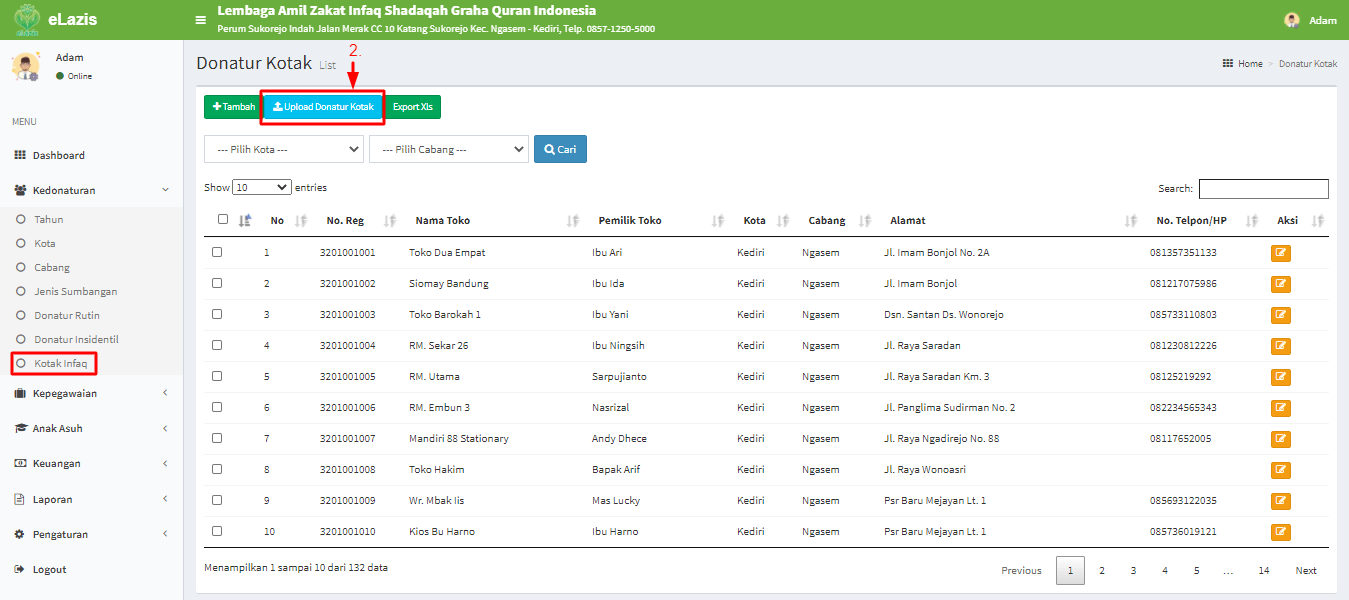 Cara Import Masal Data Donatur Kotak Kedonaturan Pusat Tutorial eLazis