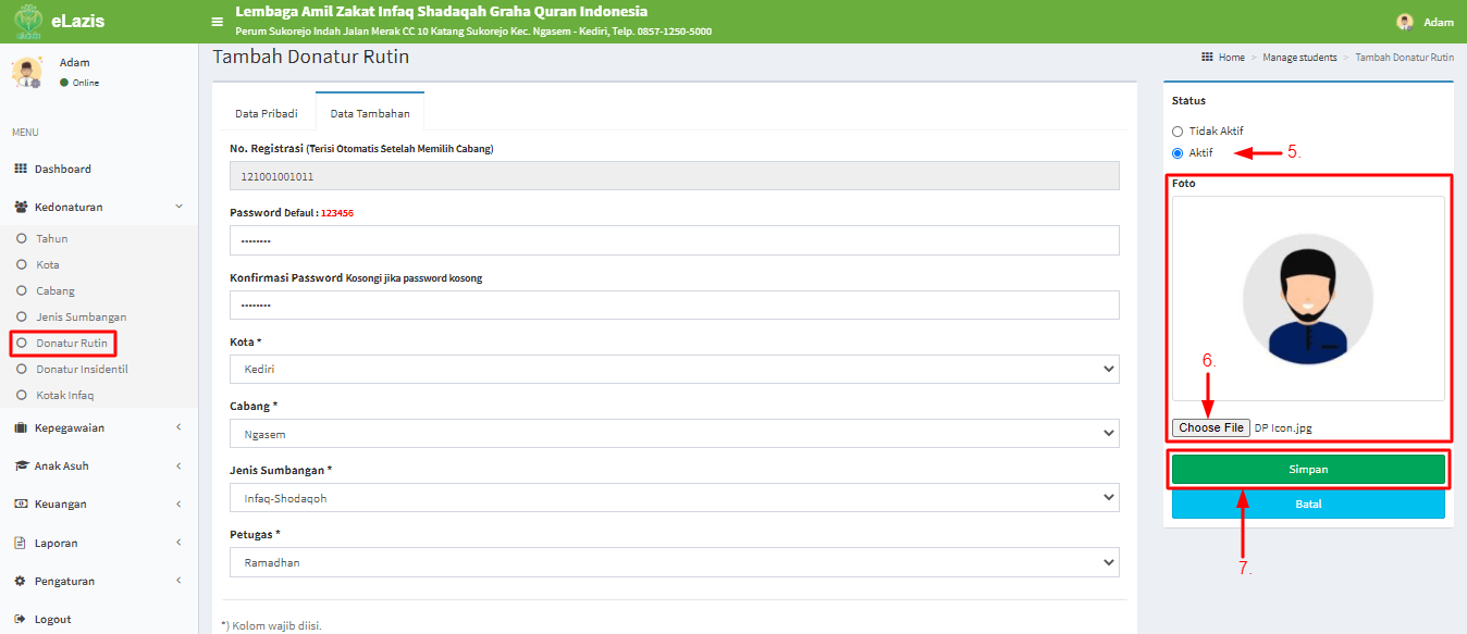 Cara Tambah Donatur Rutin Kedonaturan Pusat Tutorial eLazis