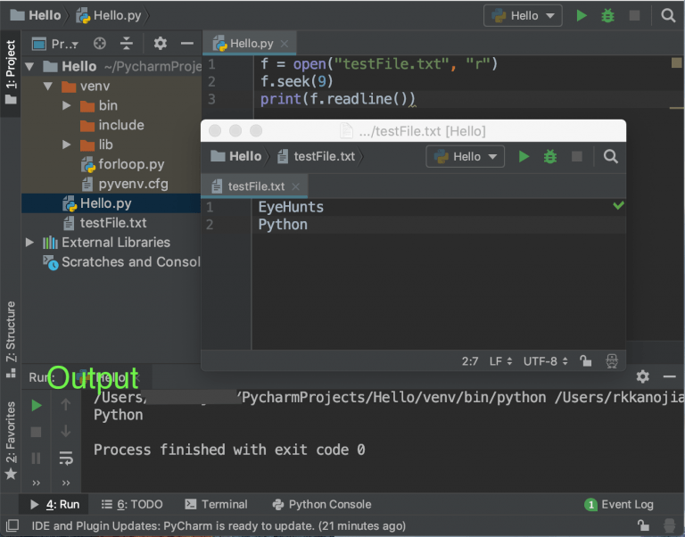 Python file seek function Read a file from index Move pointer