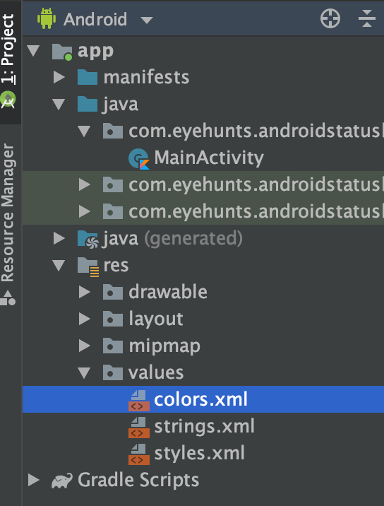 Android status bar color change androidcolorPrimaryDark EyeHunts