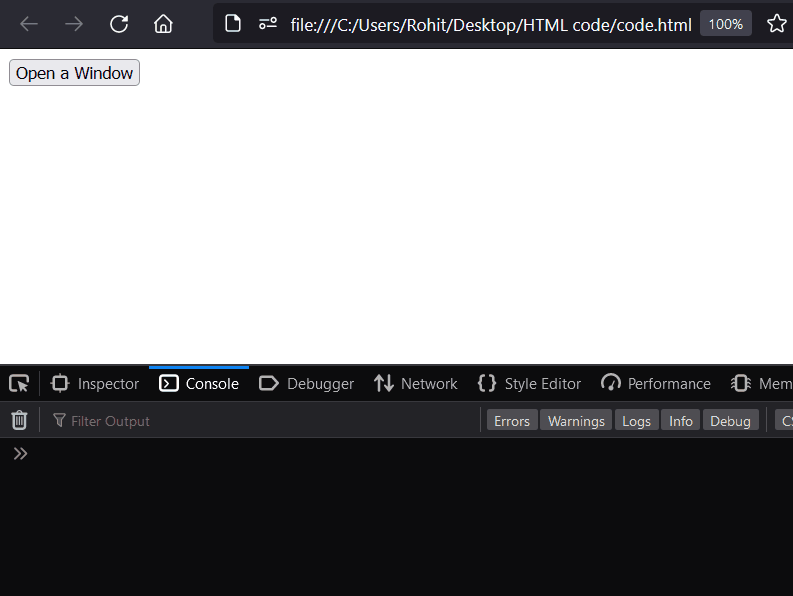 Window object properties in JavaScript