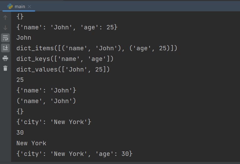 Python dictionary methods