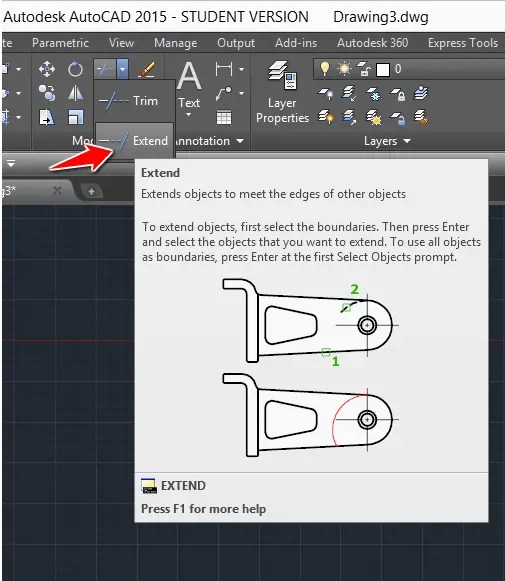 AutoCAD tutorial 07 Trim and Extend in AutoCAD