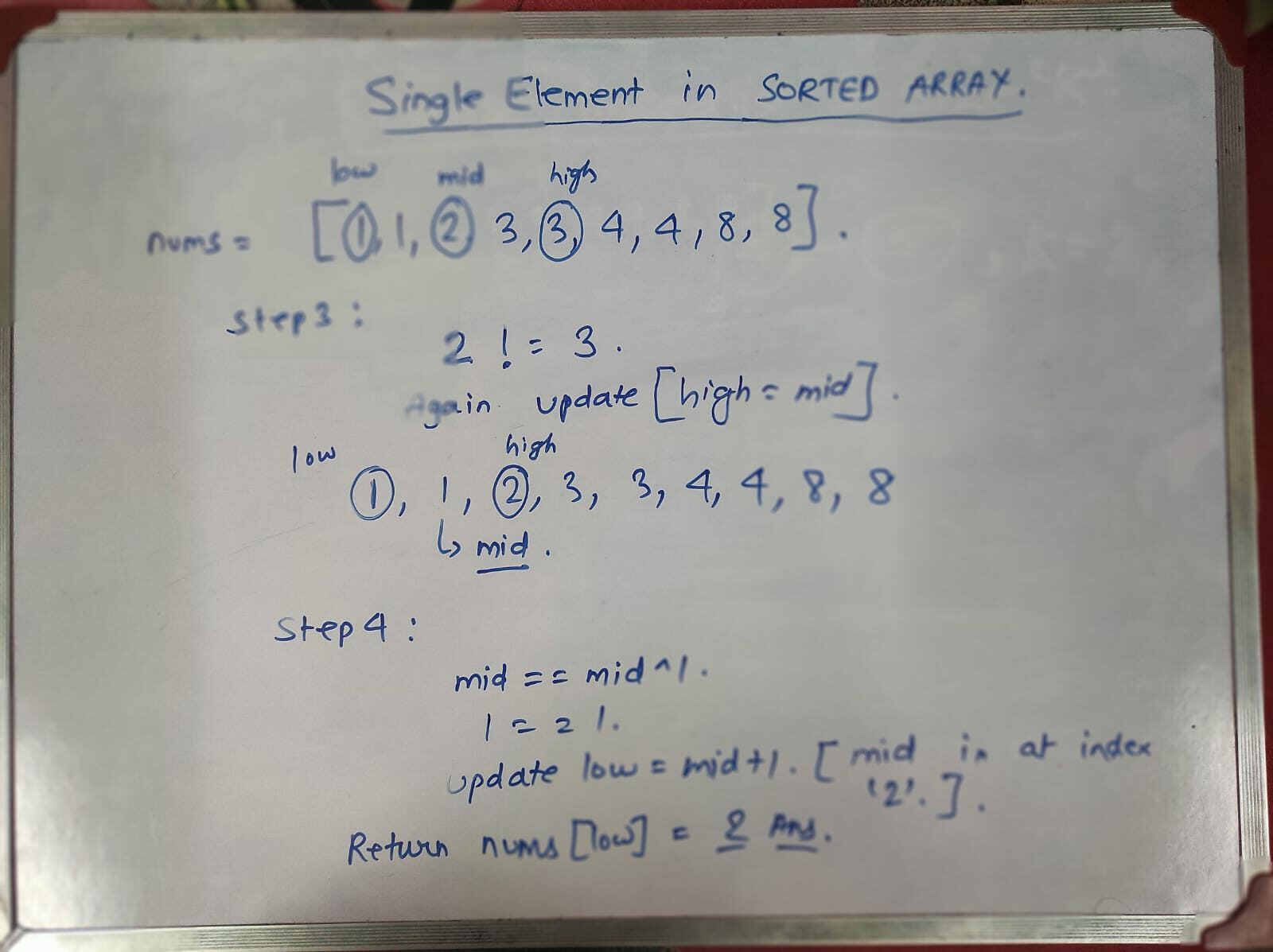 Single Element in a Sorted Array LeetCode Solution