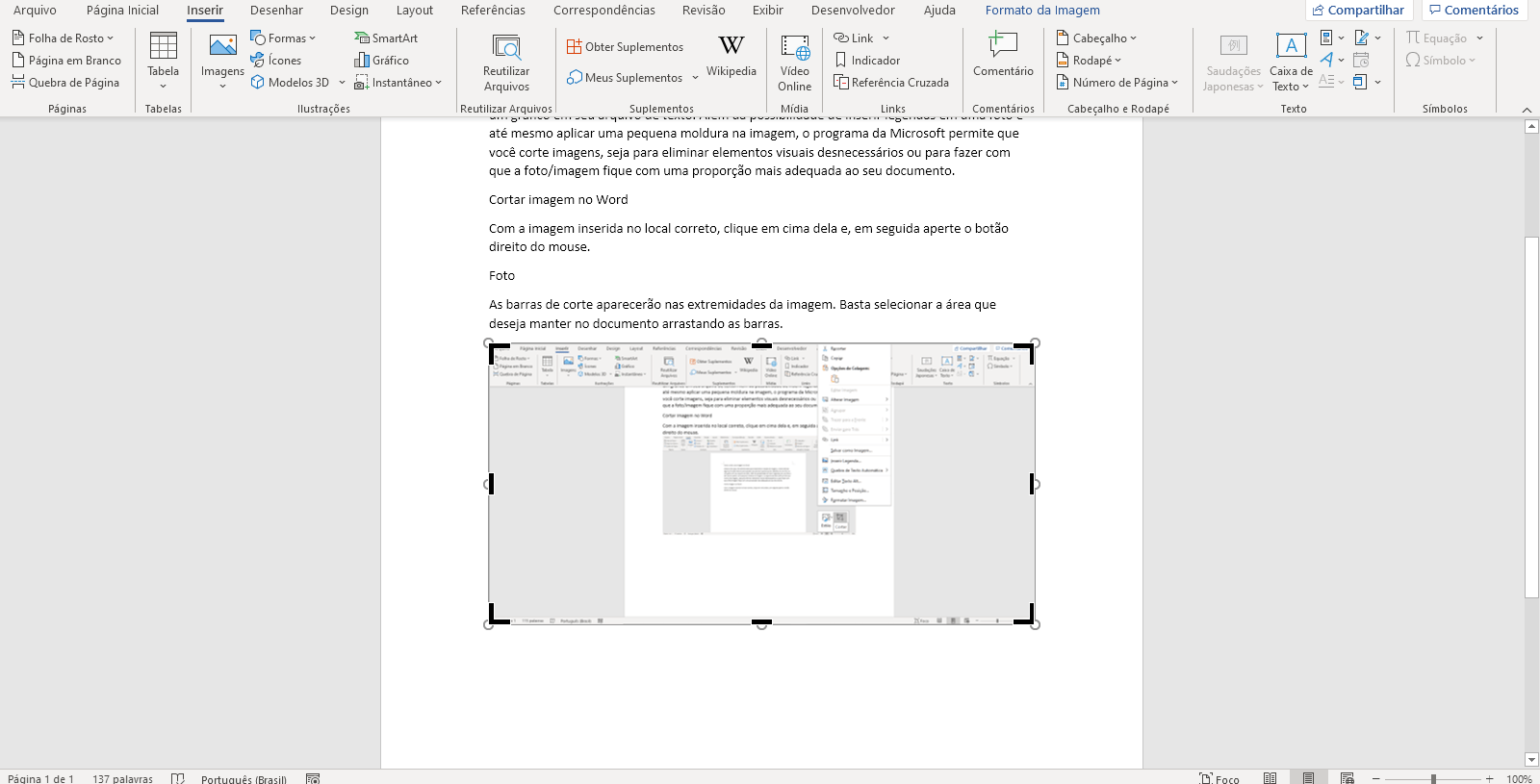Como cortar uma imagem no Word Tutorial Fácil