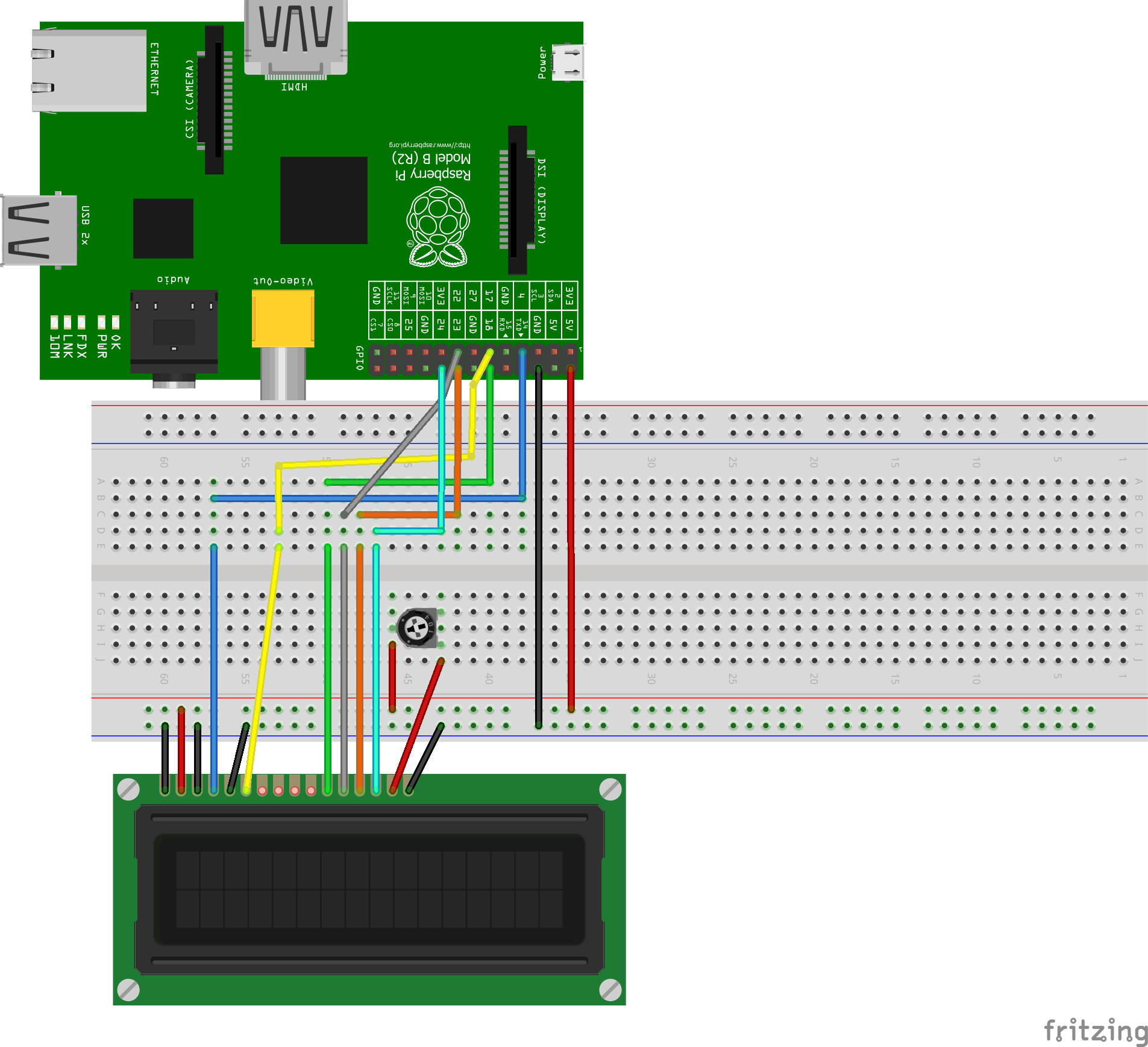 Raspberry Pi LCD Display 16x2 Characters Display (HD44780)