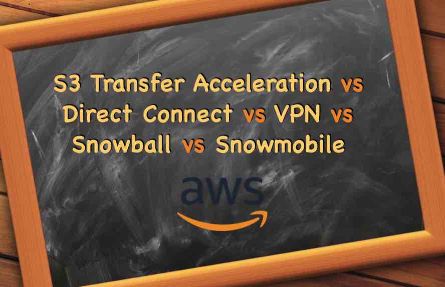 S3 Transfer Acceleration vs Direct Connect vs VPN vs Snowball vs