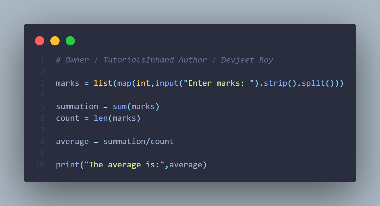 python program to find average of numbers in a list