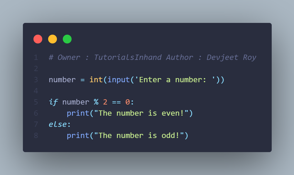Python program to check if a number is odd or even