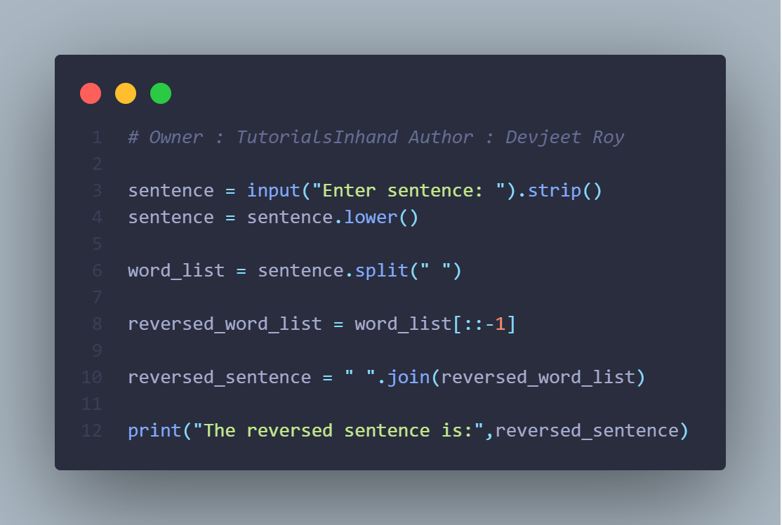 Program to reverse a sentence word by word in Python