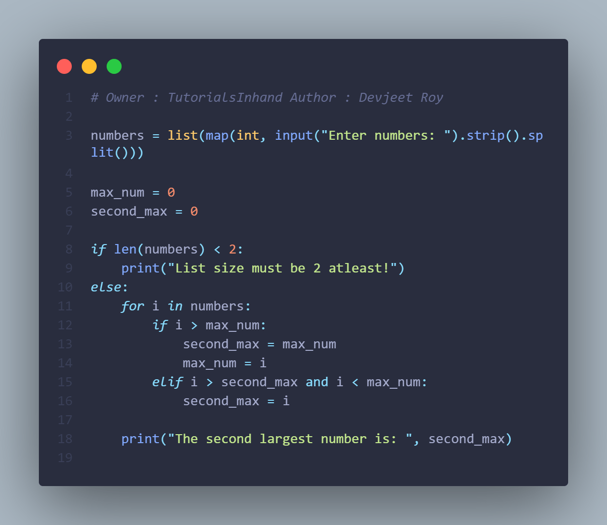 python program to find the second largest number in a list