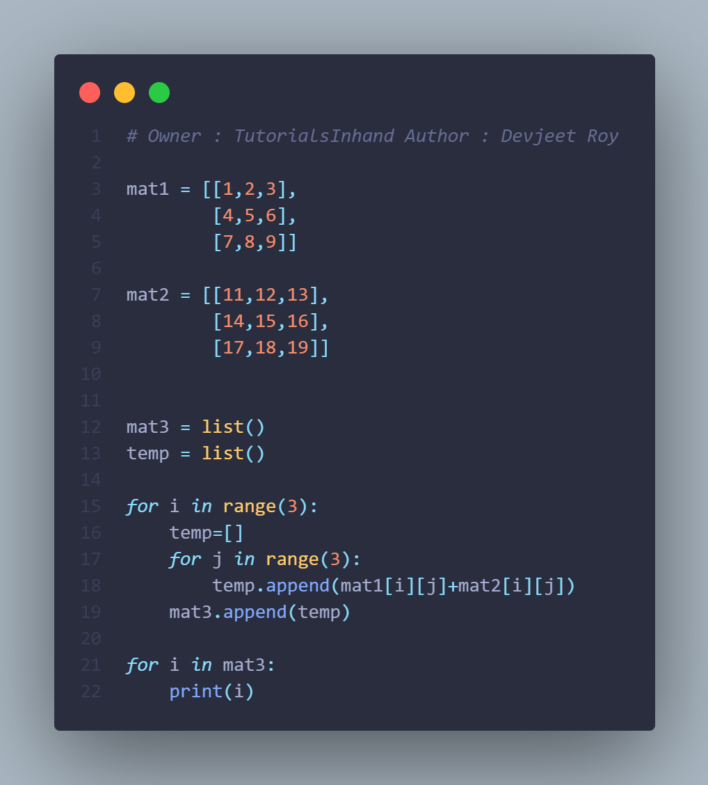 Creating A Matrix In Python