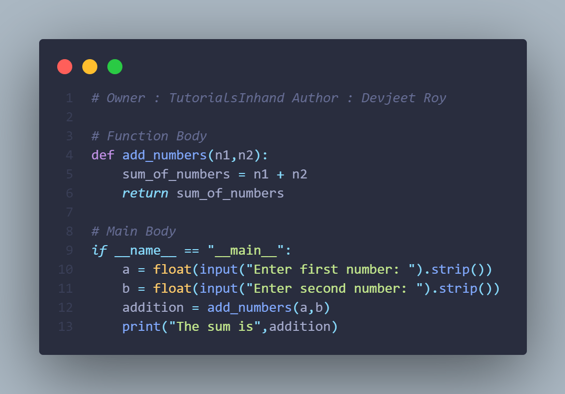 Addition Of Two Numbers In Python Using Class And Object Free