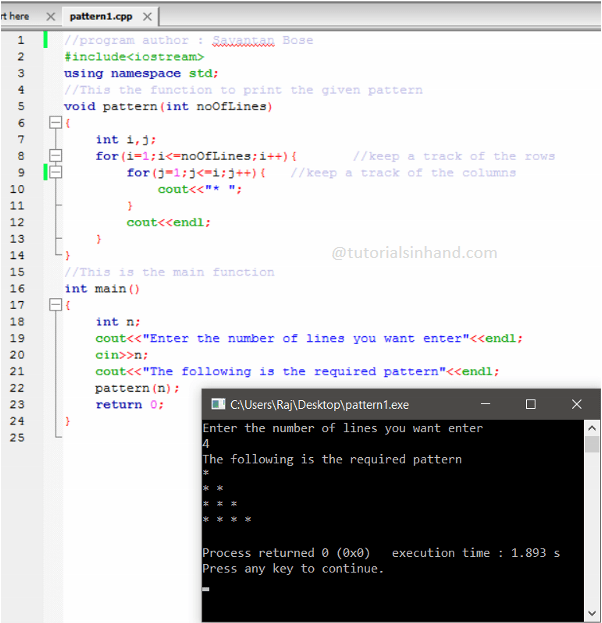 C++ program to print pattern Example 2