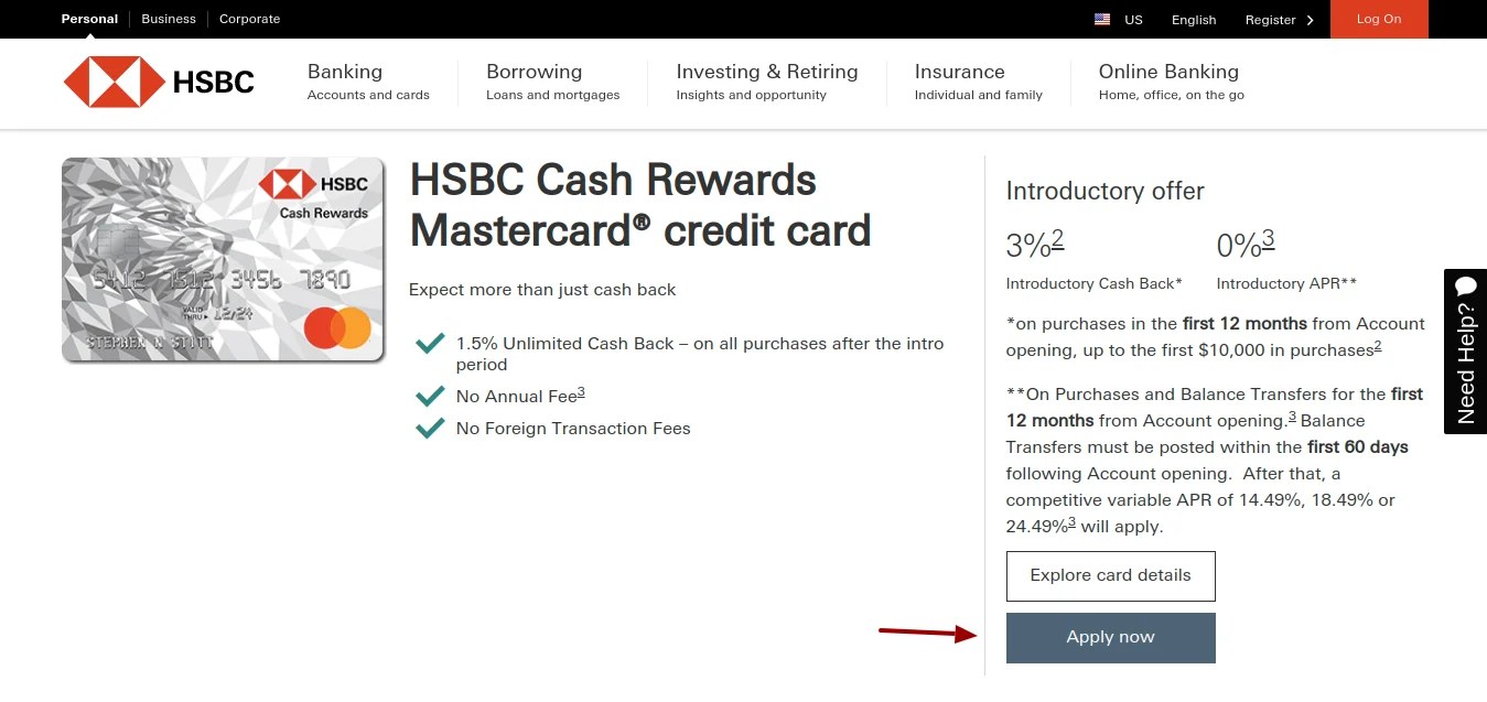 HSBC Cash Rewards Mastercard Credit Card