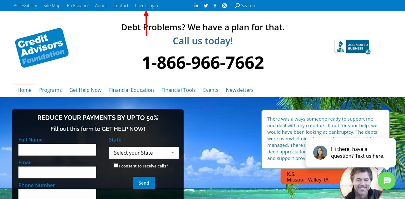 Manage Your Credit Advisors Foundation Client Account