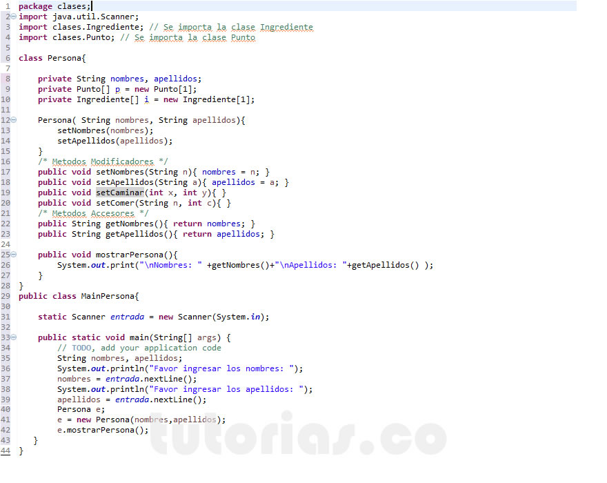 POO + java (clase Persona) Tutorias.co